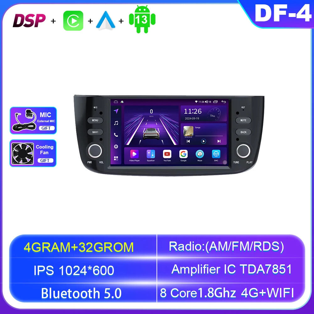 for Fiat Linea Punto EVO 2012-2015 CarPlay Car Radio Multimedia Video Player GPS