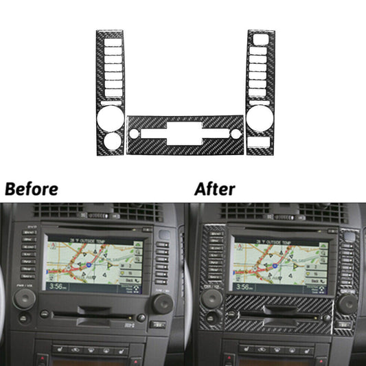 3X Vehicle Carbon Fiber Navigation Panel Cover Trim for Cadillac CTS 2003-2007