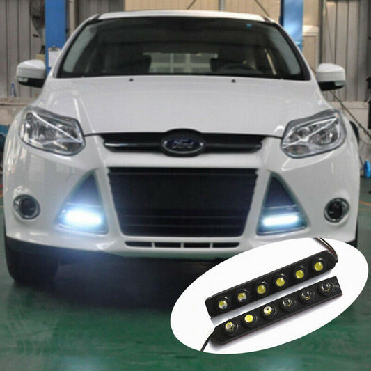 Universal Car waterproof 6 LED Daytime Running Light DRL Fog Driving Lamp 2 Pcs