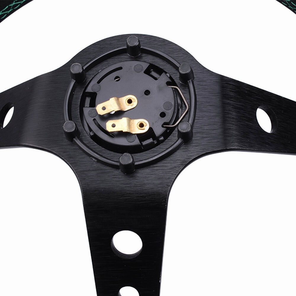 350mm Suede Deep Dish 6 Bolt for JDM Sport Racing Steering Wheel +Horn Button
