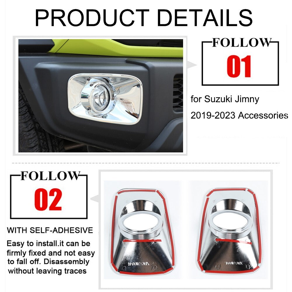 Chrome Front Fog Light Lamp Decoration Cover Trim for Suzuki for Jimny 2019-2023