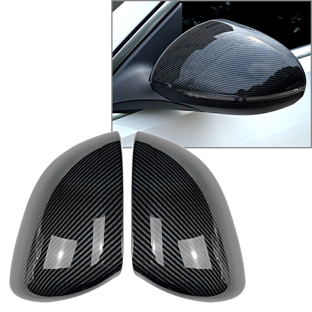 Pair Carbon Fiber Rear View Mirror Cover Trim for Mercedes-Benz C-Class W206 BLK