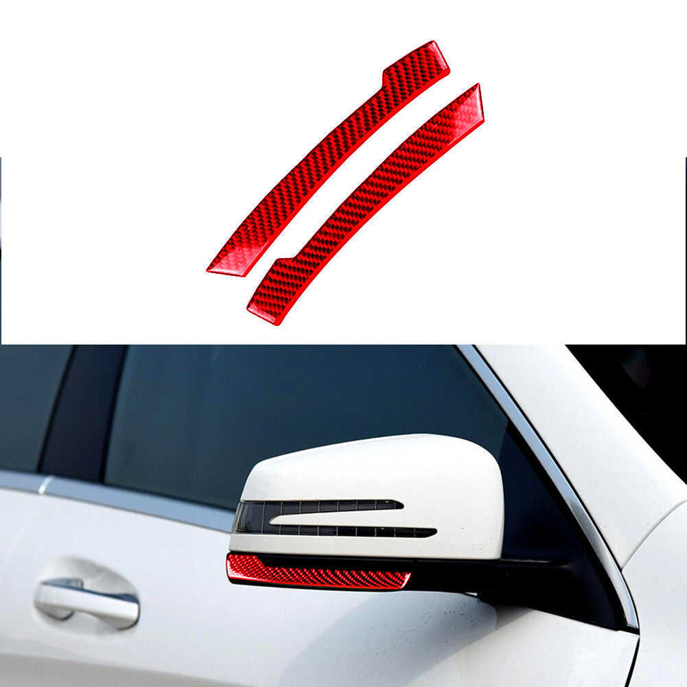 2x Red Carbon Fiber Car Side Rearview Mirror Stripe Trim Cover for Benz A B C E