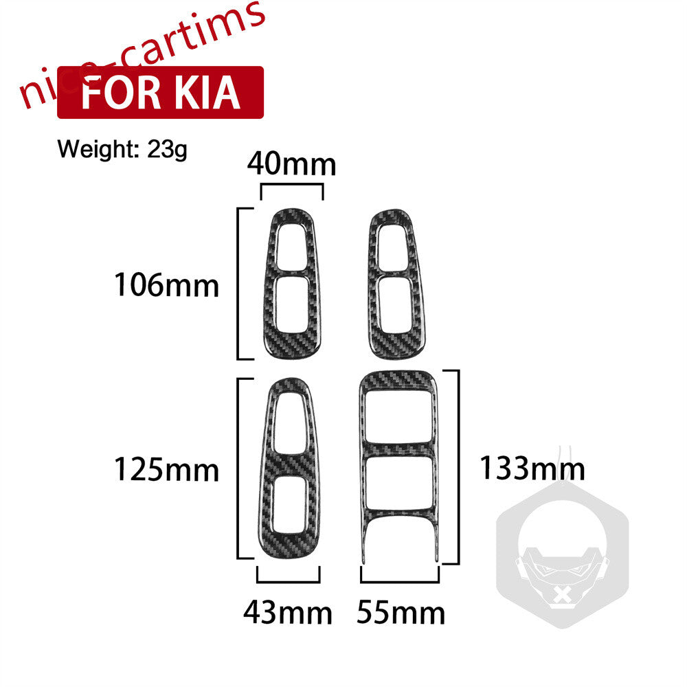 for Kia Stinger 2019-23 RHD Window Lift Switch Button Panel Cover Carbon Fiber¡Á4