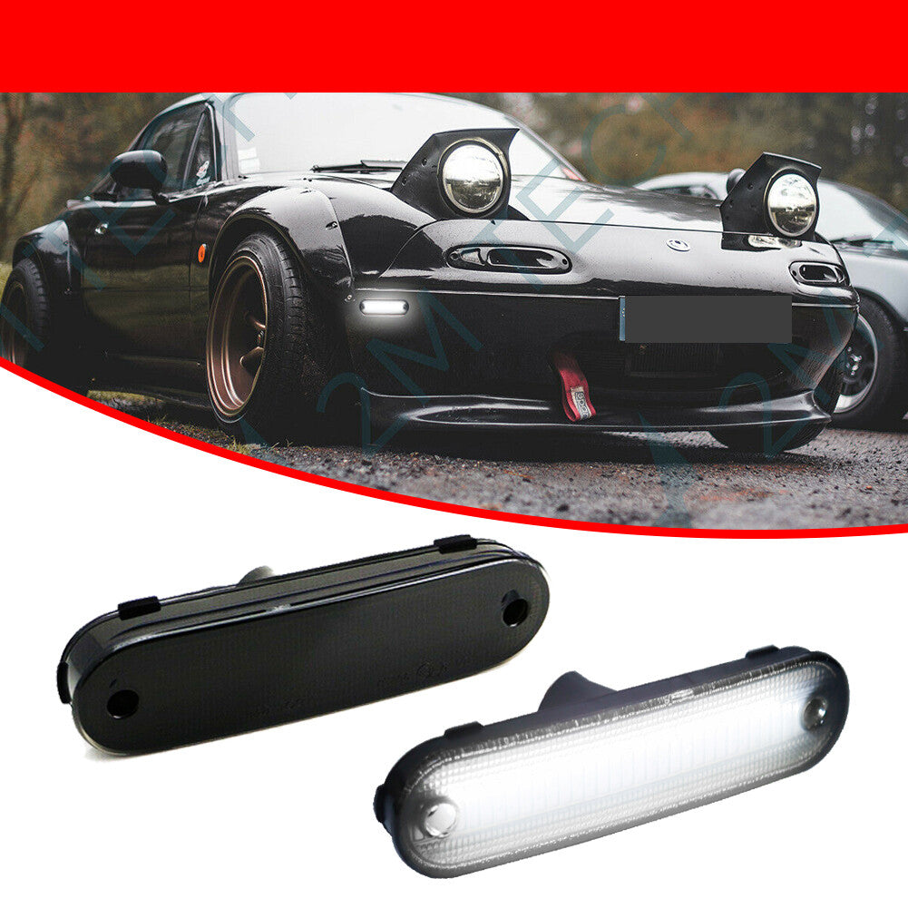 White LED front/rear fender side marker lights for MAZDA MX-5 MIATA 1990 - 2005