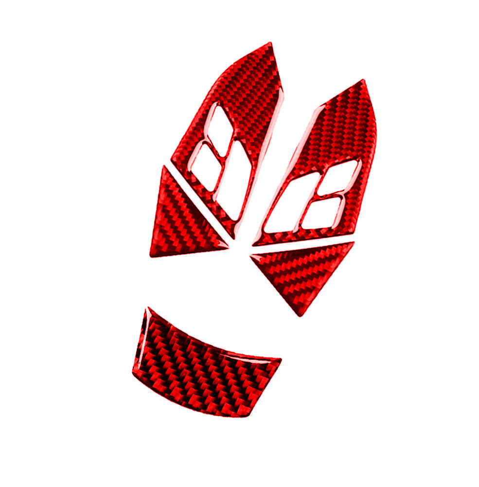 5Pcs Red Carbon Fiber Steering Wheel Button Cover Trim for BMW 5Series E60 05-11