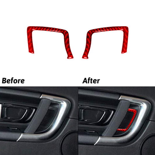 Red Carbon Fiber Front Door Handle Frame Trim for Land Rover Discovery Sport