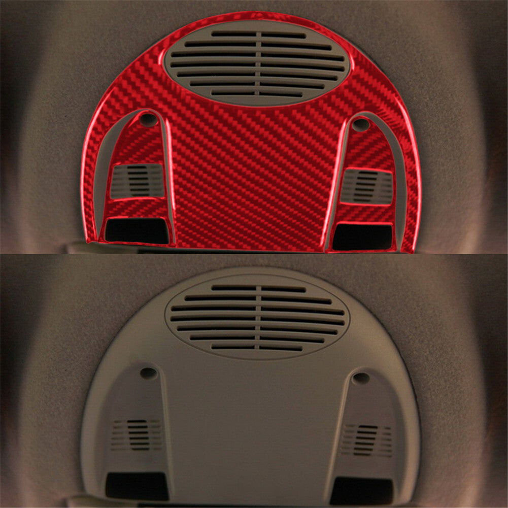 3Pcs Red Carbon Fiber Front Reading Light Trim for MINI Cooper 2007-2010