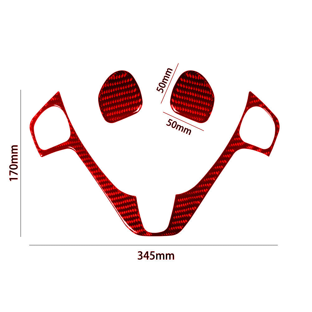 3X Red Carbon Fiber Steering Wheel Accent Cover Trim for Ford Fiesta 2011-2015