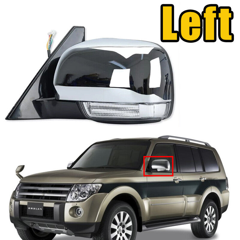 Left for Mitsubishi Pajero Montero 2006-2021 Side Door Mirror With Light 10PIN