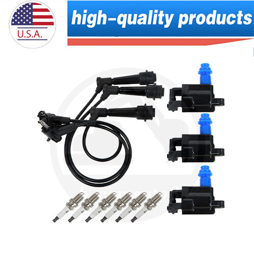 3PCs Ignition Coils/6X Spark Plugs/ 3X Wires for Lexus GS300 UF228 01-05