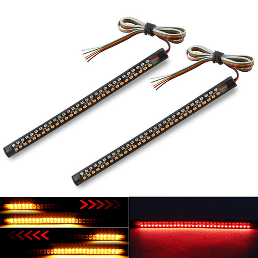 2X Motorcycle LED Strip Tail Light Brake Stop Turn Signal Flowing Lamp Flexible