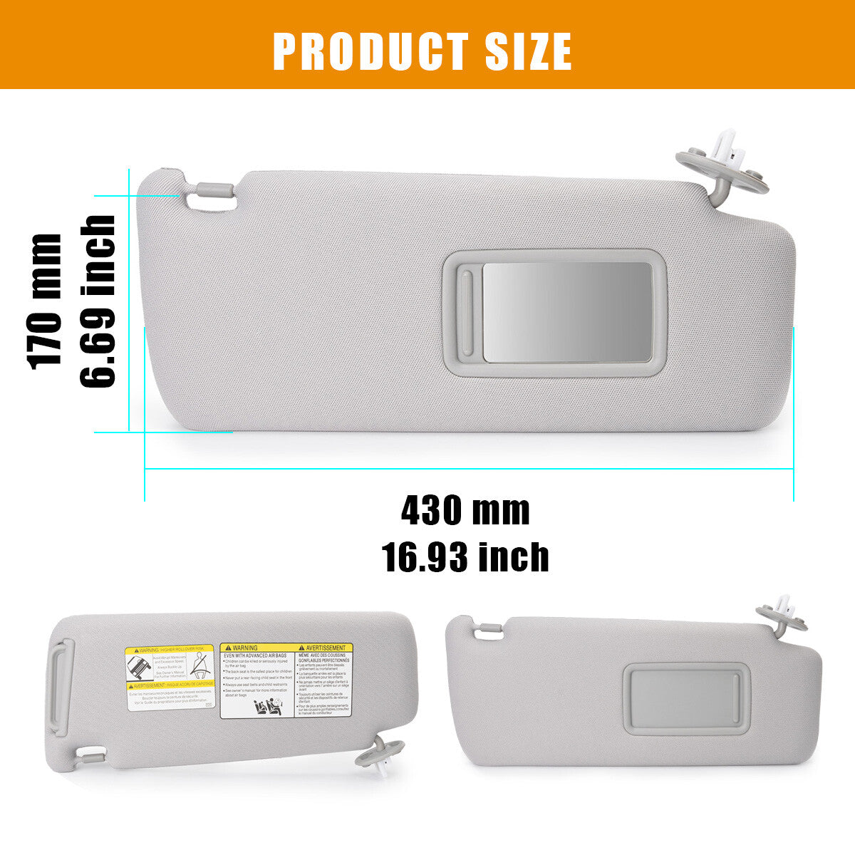 2010-2023 Gray Right Side Sun Visor 74310-35A91-B1 for Toyota Prado 7431035A91B1