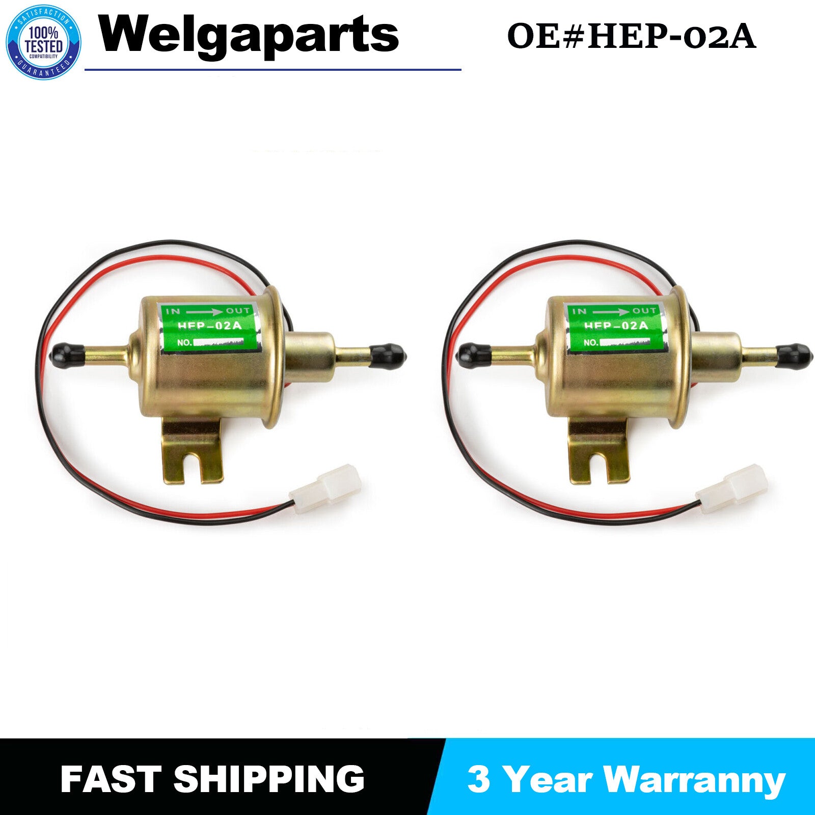 Set of 2 Electric Fuel Pump Universal Inline Low Pressure Gas Diesel 12V HEP-02A