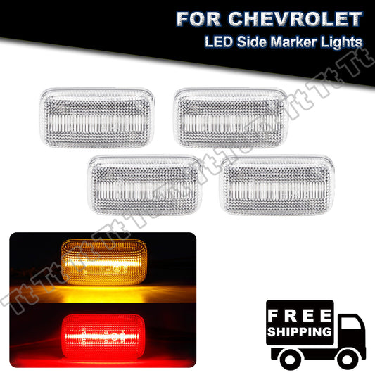 Suitable for 2015-2022 for Chevrolet Silverado 3500 Dual Amber Red LED Fender Side Marker Lights