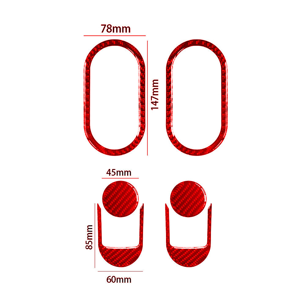 6X Red Carbon Fiber Front Door Handel Frame Cover Trim for Jeep for Wrangler 2007-10