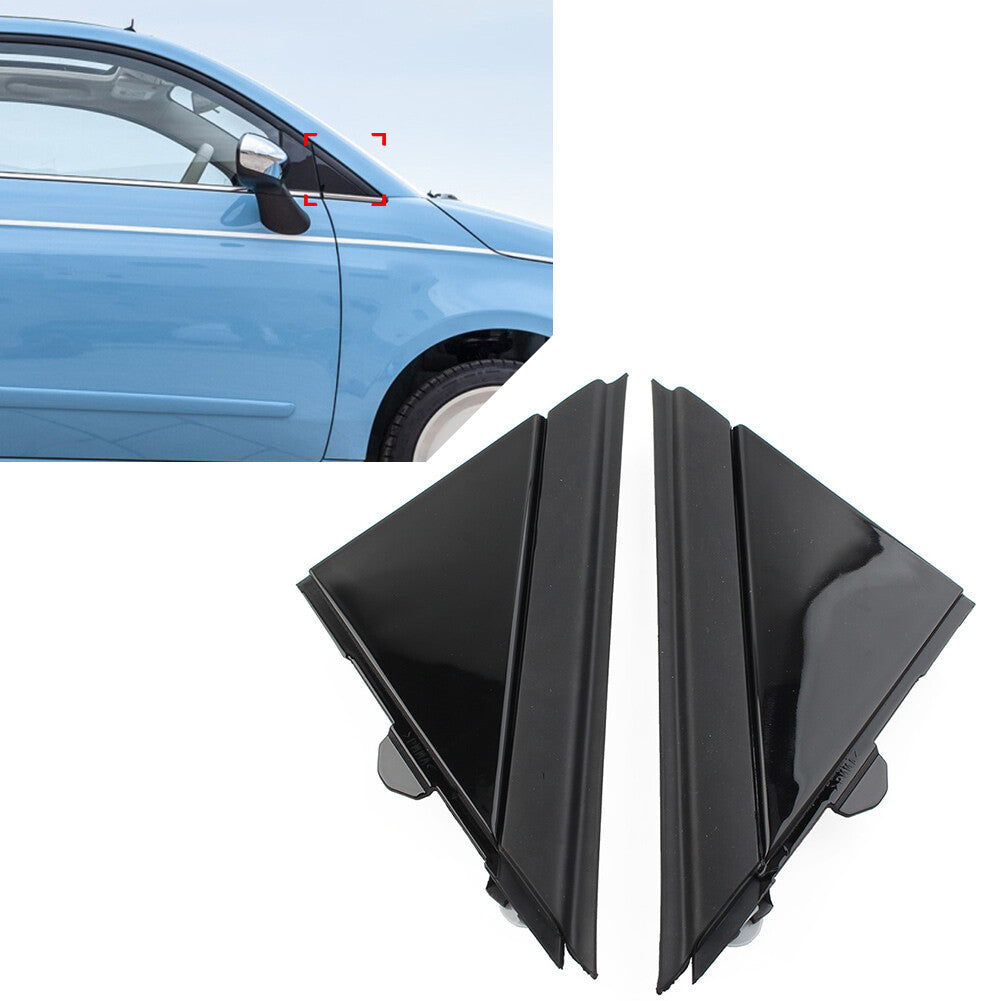 Pair Glossy Black Door Mirror Flag Cover Molding for Fiat 500 2012-19 1SH17KX7AA