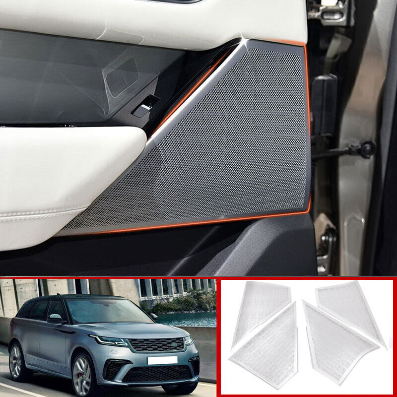 for Range Rover Velar 18-23 Silver Alloy Inner Door Speaker Sound Cover Trims 4X