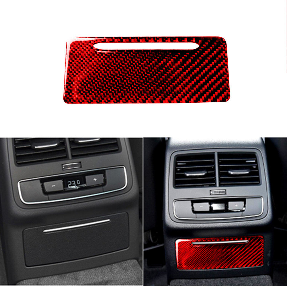for Audi for A4 2017-2019 Red Carbon Fiber Rear Ashtry Panel Decorative Cover Trim