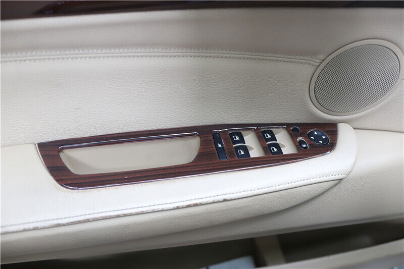 Inner Door Window Lift Switch Frame Cover Trim for BMW X5 2008-13 Red Wood Grain