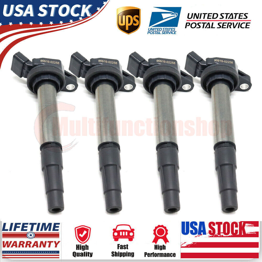 4PCS IGNITION COILS 90919-02258 for TOYOTA for COROLLA MATRIX PRIUS 673-1310
