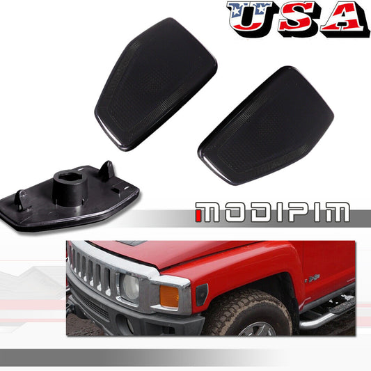 Smoked front bumper side marker light housing cover kit for 2006-2010 for HUMMER H3