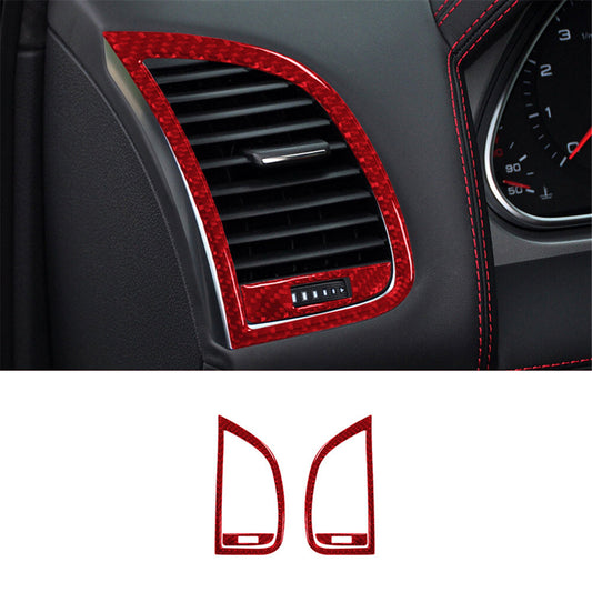 2X Red Carbon Fiber Air Conditioning Vent Outlet Trim for Audi Q7 07-15