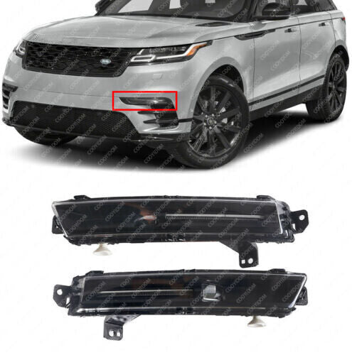 A pair of black fog lights on the left front bumper are suitable for the for Range Rover Velar 2018-2020.