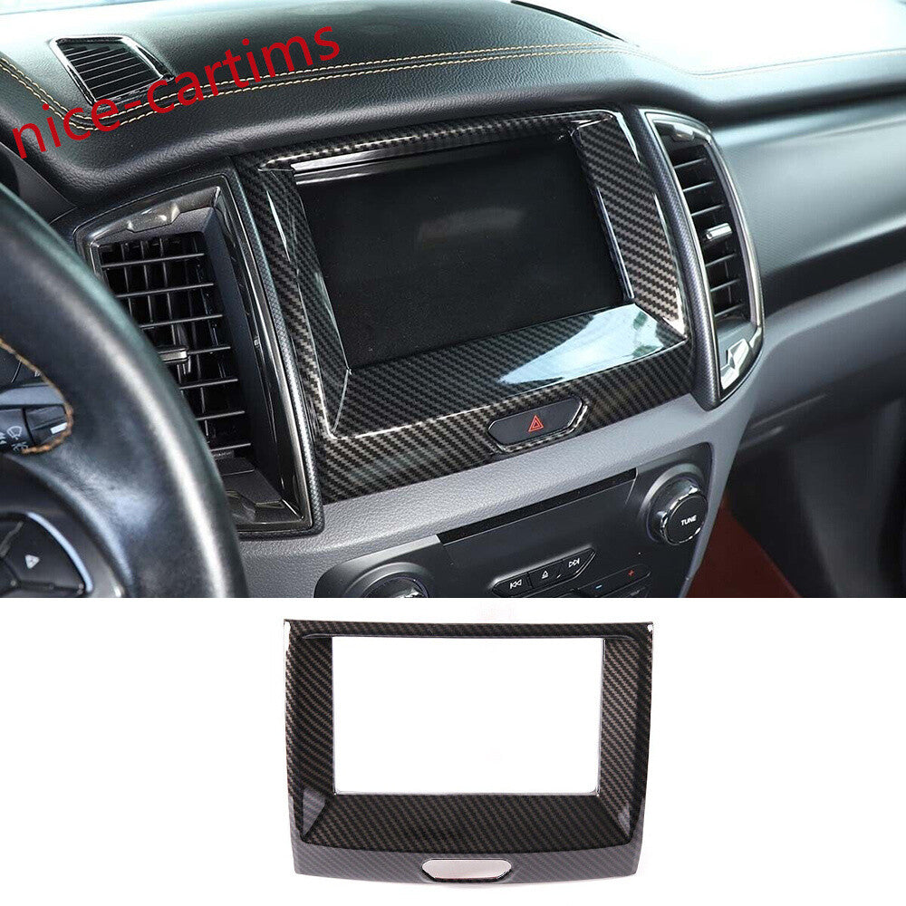 Carbon Fiber ABS Dashboard GPS Navigation Panel Trim Fit for Ford Ranger 2015-22