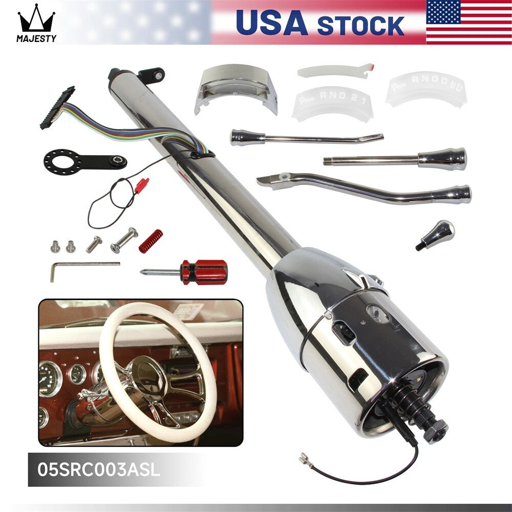 LR GM Silver 28'' Tilt AT Automatic Style Steering Column Universal for GM Cars