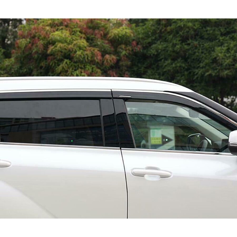 silver+black for Toyota Highlander 20-23 Window Visor Vent Shades Sun Rain Guard