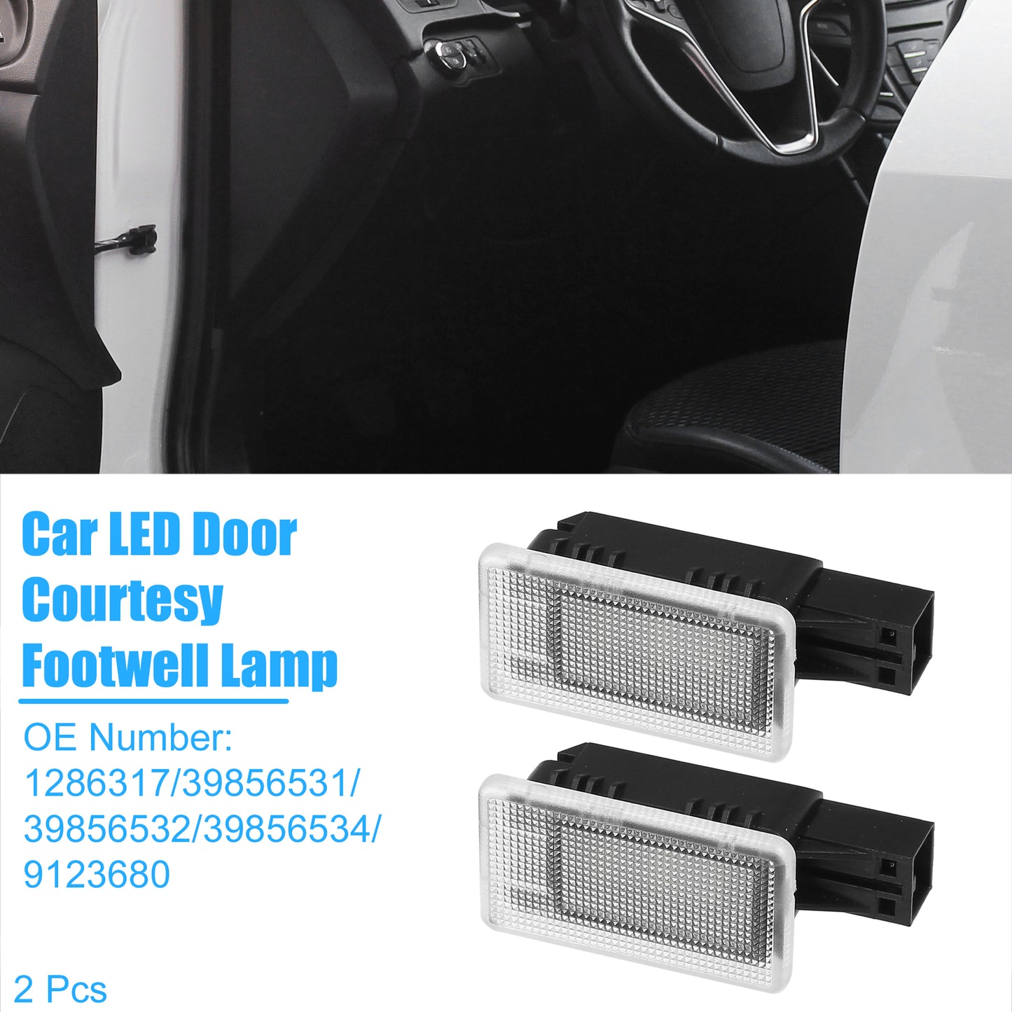 2-Pack Car LED Door Courtesy Footwell Lights 1286317 for Volvo S60 2011-2016