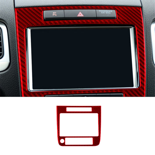 Navigation Trim Cover Type-B Decor Carbon Fiber Red for VW Touareg 2011-2018