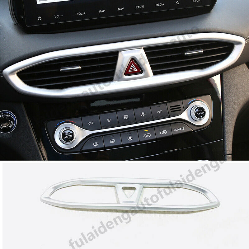 Silver Inner central console air outlet vent trim for Hyundai Santa Fe 2019-2021