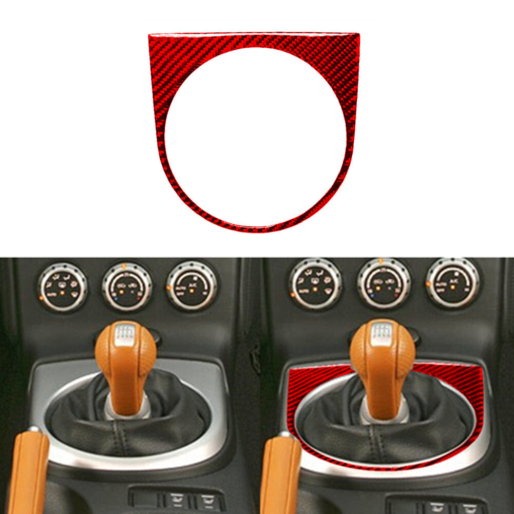 Red Carbon Fiber Gear Shift Panel Frame Cover Trim for Nissan 350Z 2003-2009