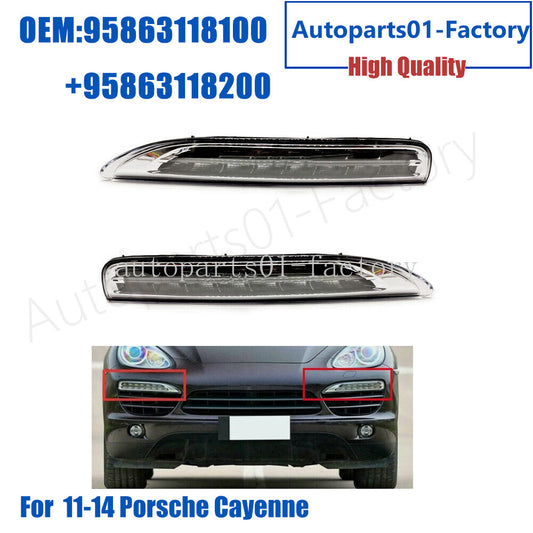 1Pair Front L+Right Bumper Daytime Run Light Lamp LED for 11-14 for Porsche for Cayenne