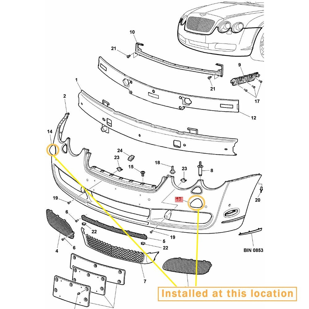 Equipment Manufacturer ( ) for Bentley Headlight Washer Cover Kit: 3W5807938/937