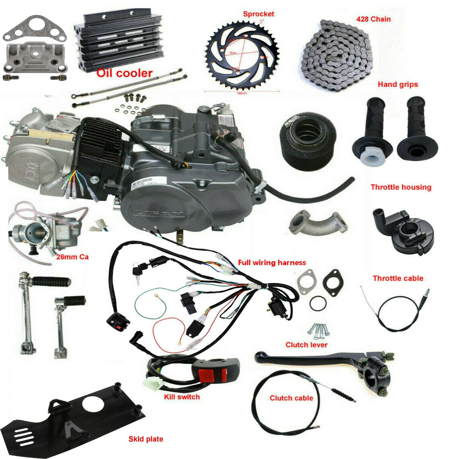 for Lifan 140cc engine motor kit for Pit bikes for Honda Trail CT90 70 CRF70 ATC70 YX140