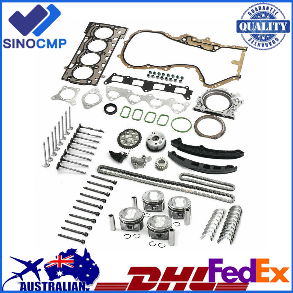 Engine Pistons Overhaul Rebuild Kit  Valves for VW for AUDI CAVD CTHD 1.4TSI EA111