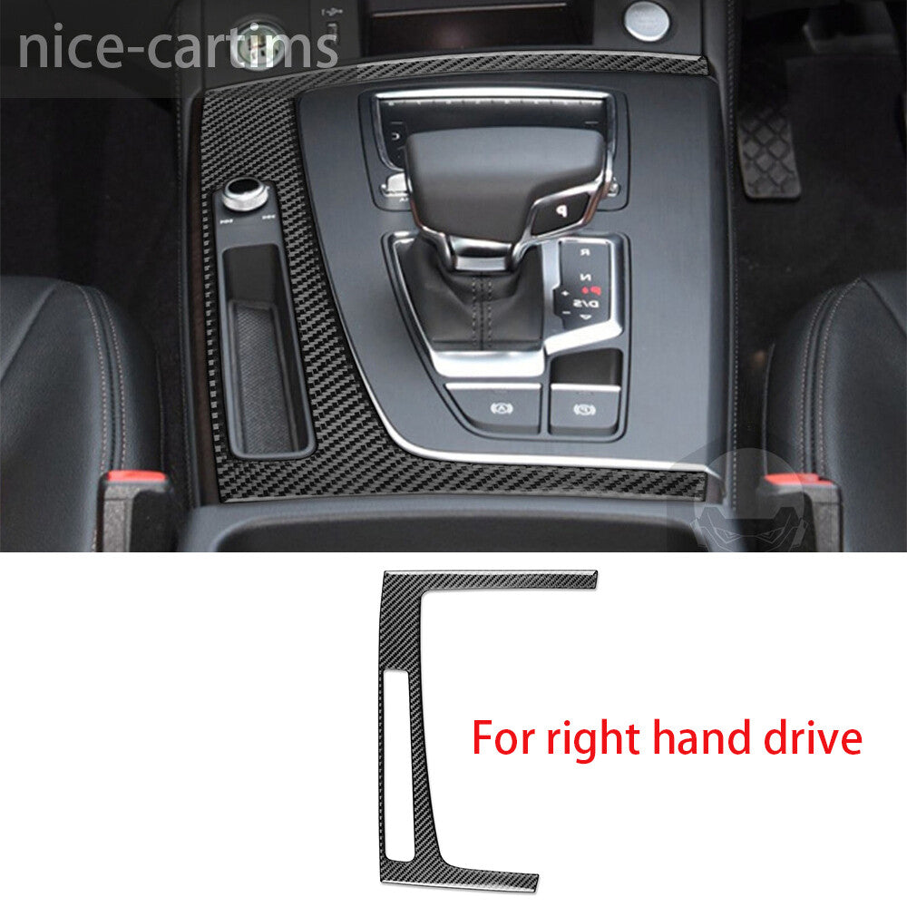 for Audi Q5 Q5L 2018+ RHD Central Control Gear Shift Box Panel Trim Carbon Fiber
