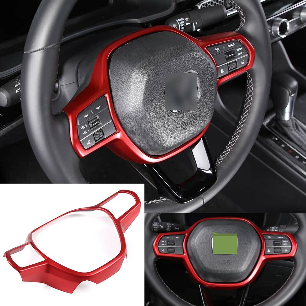 Red ABS Interior Steering Wheel Panel Cover Trim for Honda for Civic 11th 2022 2023