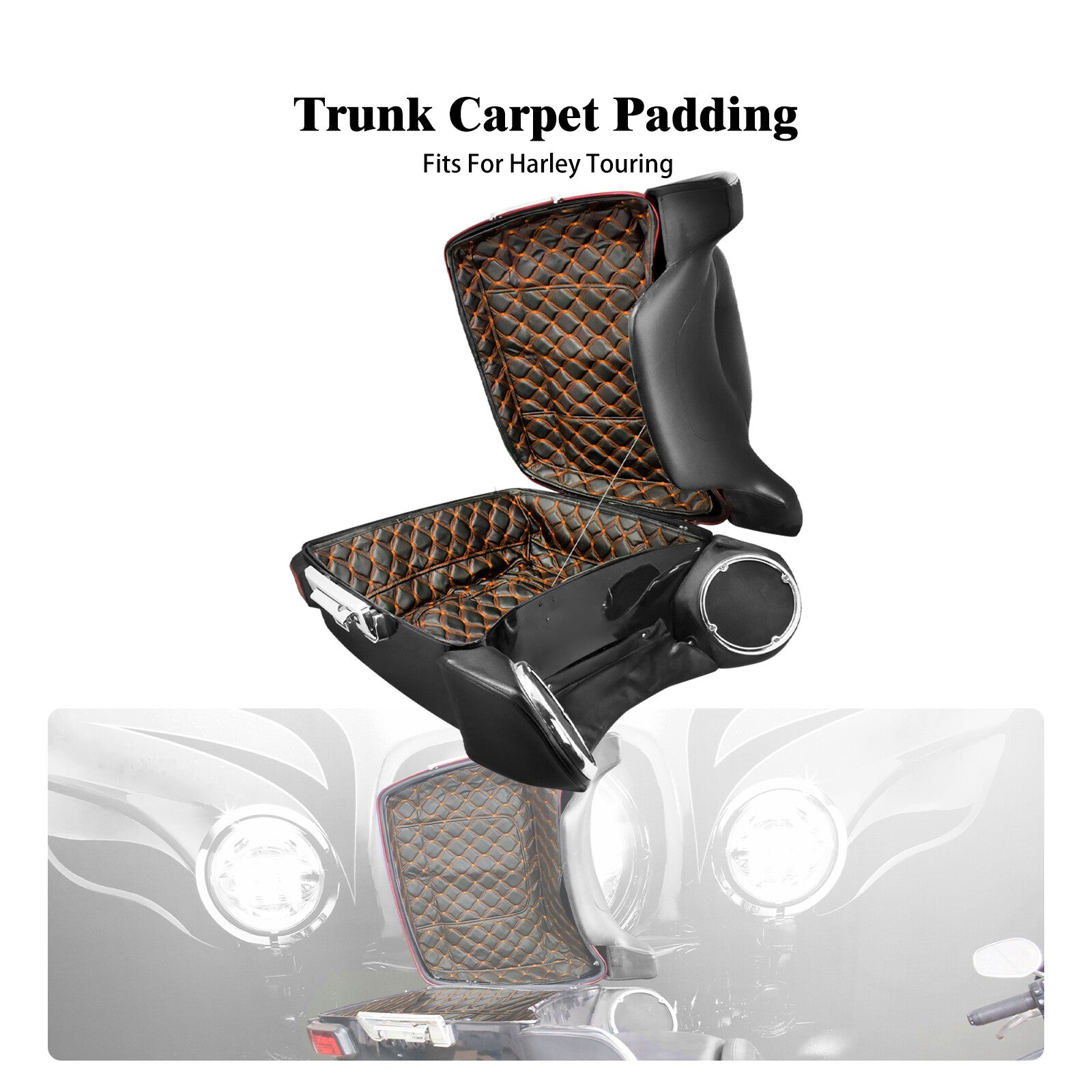 Orange Trunk Insert Carpet Liner for Harley King Tour Pak Road Electra Glide 14+