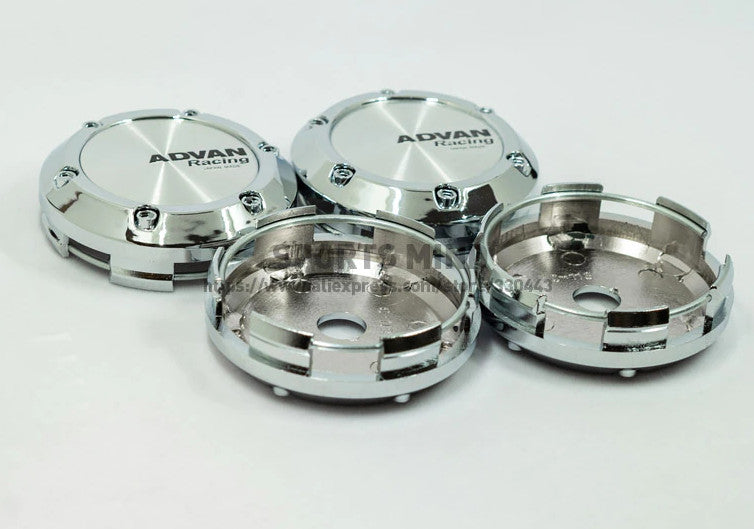 4x66mm Advan Racing Silver Decal Wheel Center Cap Badge Rim Cap Hub Cap
