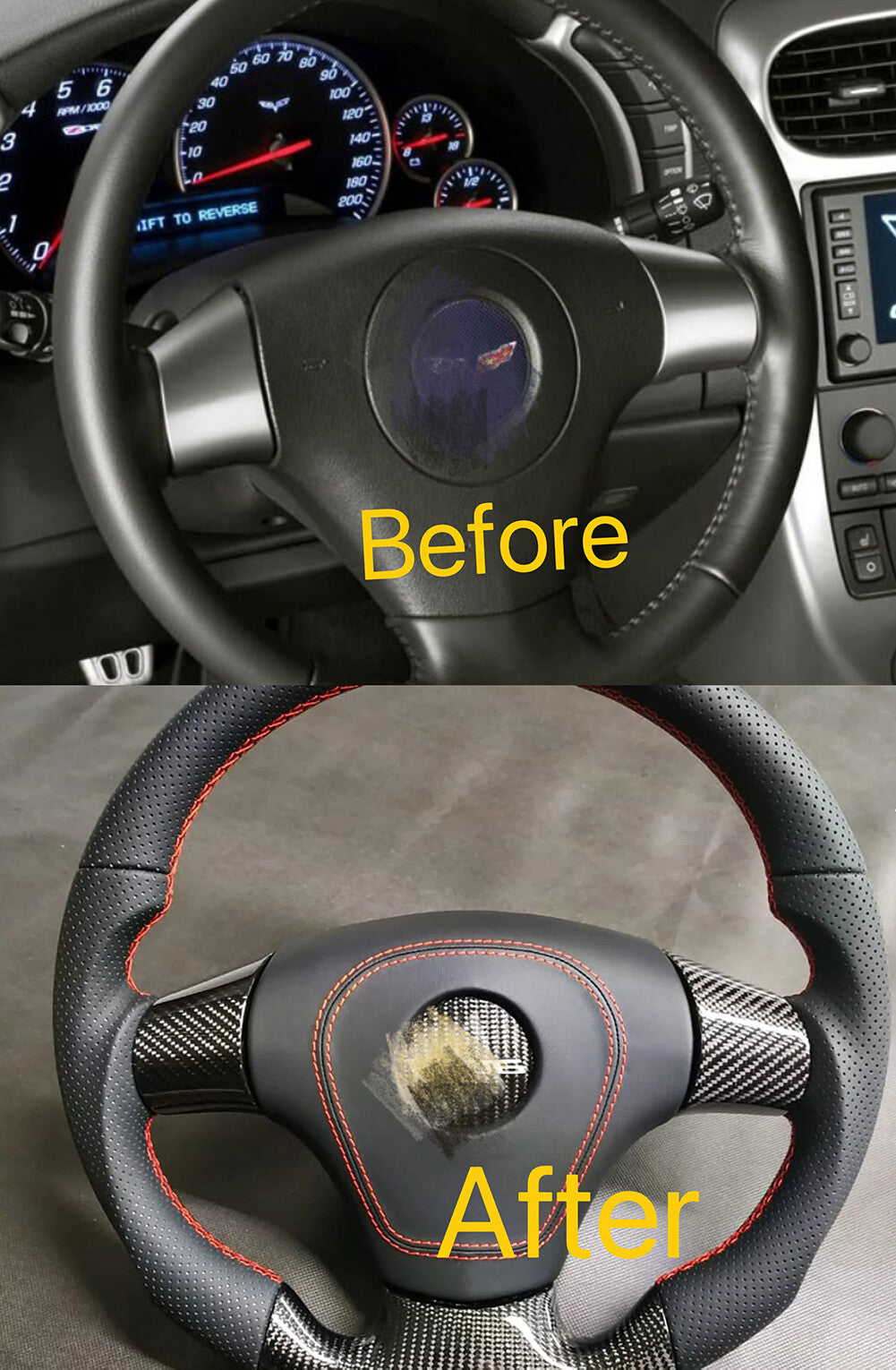 Carbon Button Trim for Corvette C6 Steering Wheel Cover 2006-2013 Replace