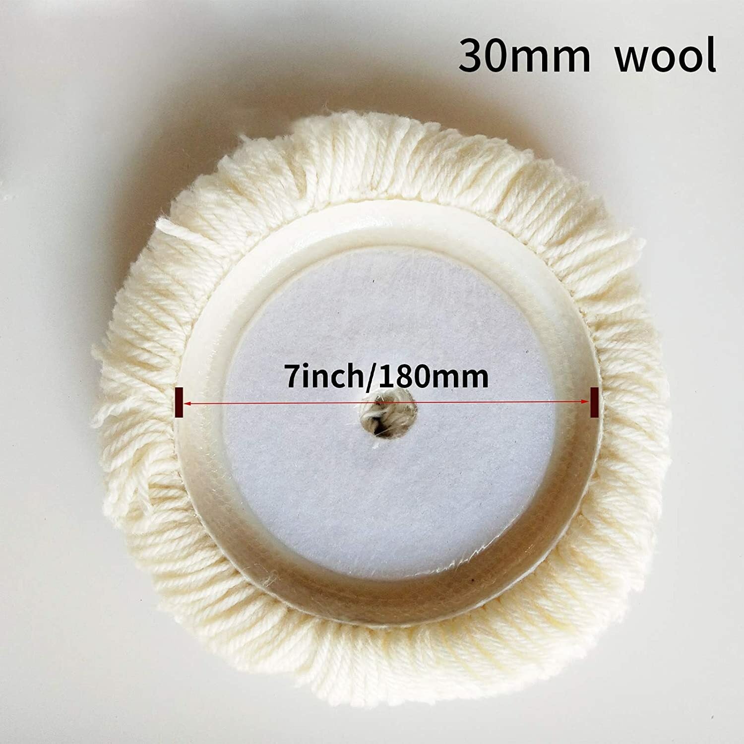 Wool Polishing Cushion Kit for Drilling 7-inch 100% Natural Wool Hook and Loop Handles