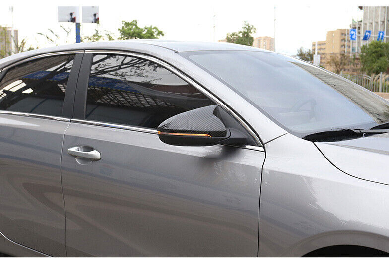 for Kia Forte 19-23 Carbon Fiber ABS Ox Horn Rear View Mirror Cover Cap Trim 2P