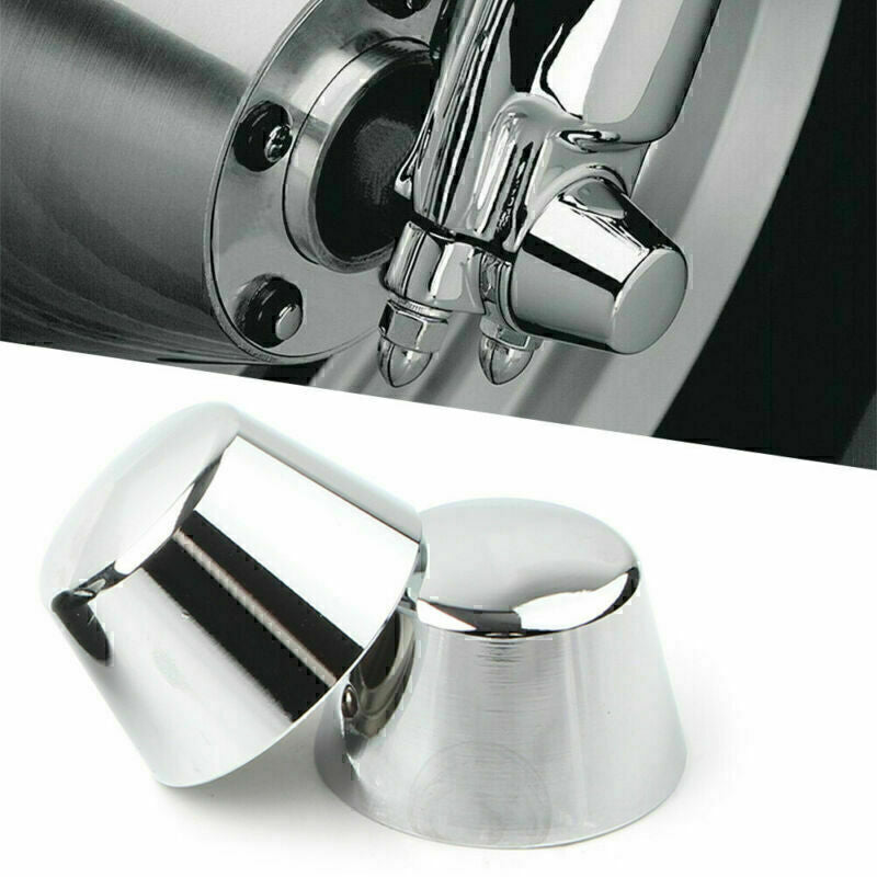 2pcs Chrome Front Axle Cap Nut Covers for Harley Sportster Dyna Road Glide King