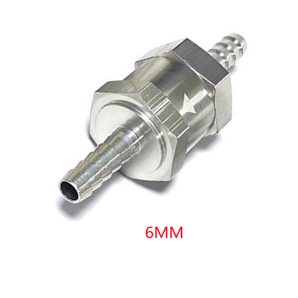 6MM One Way Check Valve Non Return Inline Aluminum Fit Gas or Diesel Fuel Silver