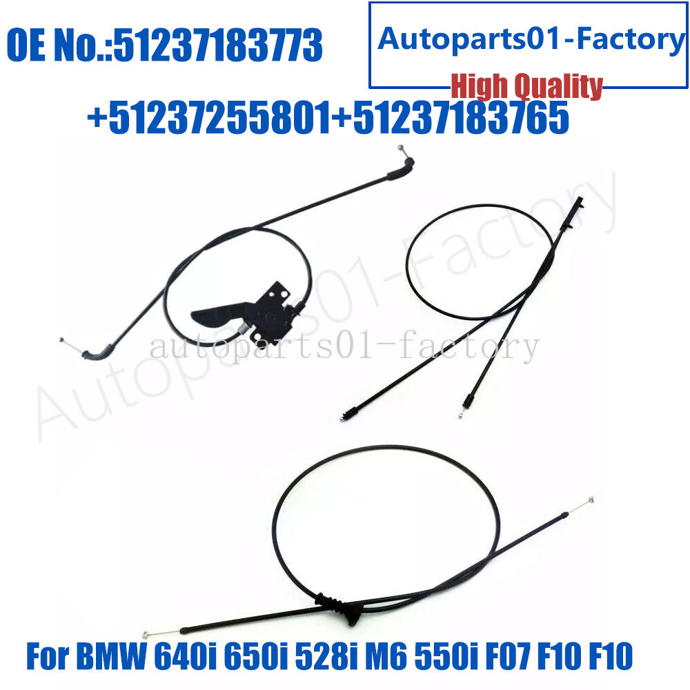 Set of 3PCS Hood Latch Release Cable for BMW 640i 650i 528i M6 550i F07 F10 F10