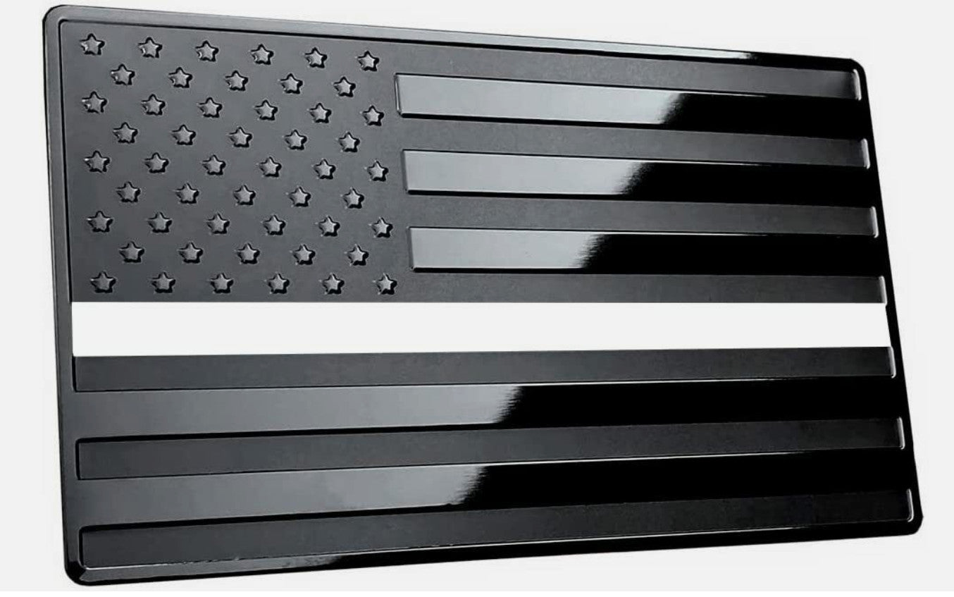 2-piece car side fender rear trunk badge, black and white American flag for Chevrolet
